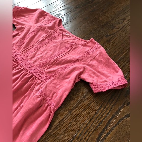 Garnet Hill Kids Girls XL Dusty Pink Pintucked Knit 100% Cotton Short-Sleeve Top - Picture 4 of 9